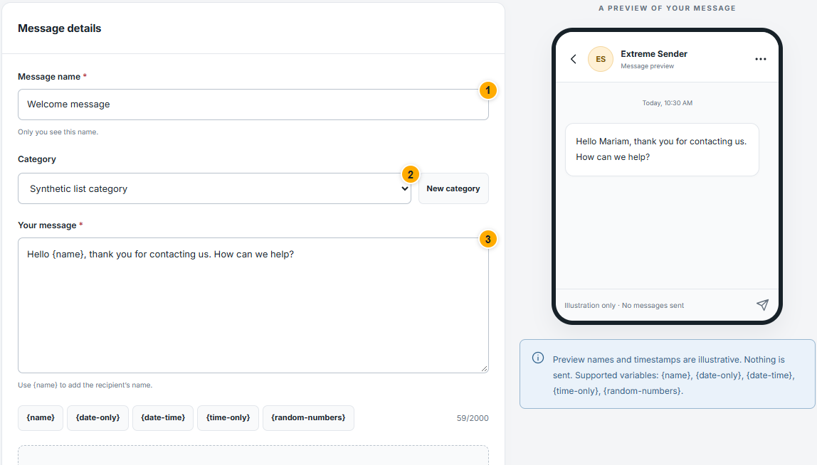 Write and personalize a saved message