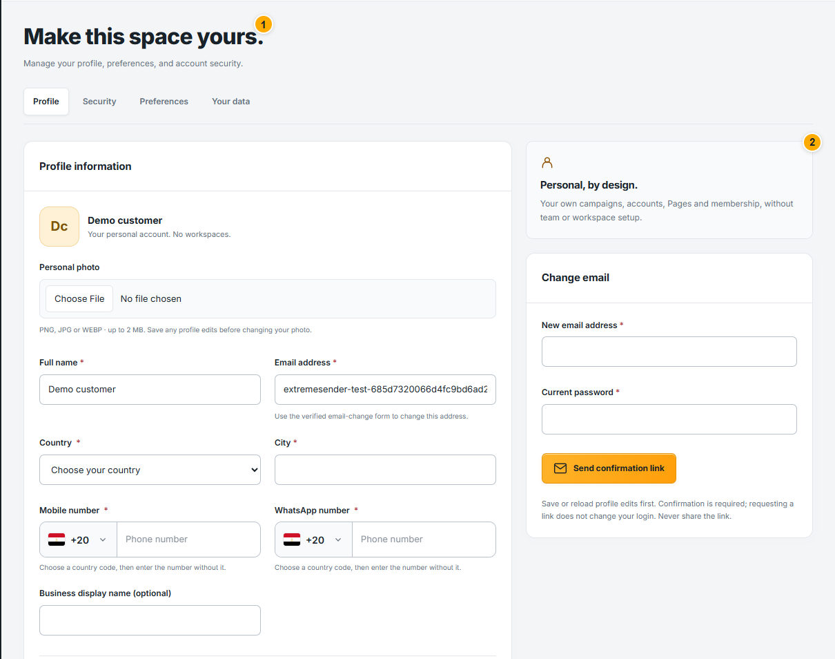 Update your profile
