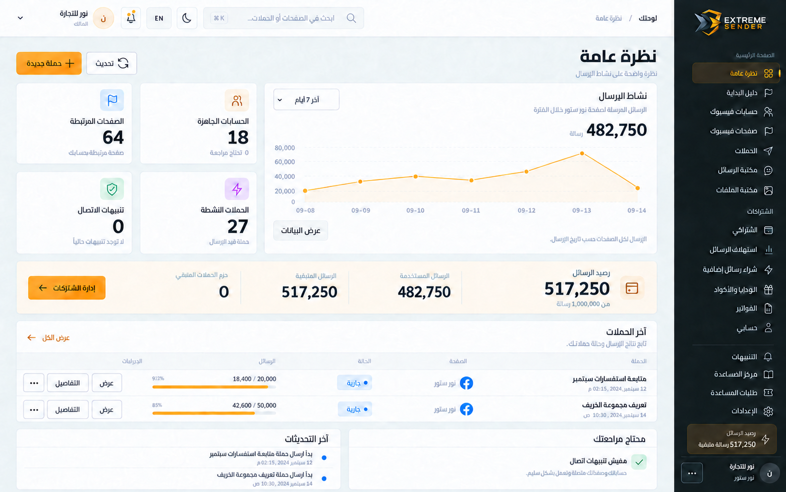 لوحة تحكم إكستريم سيندر